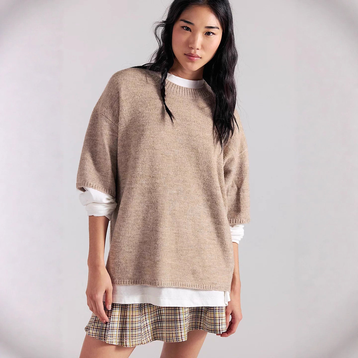Damen Stylish halbtransparentes Sweatshirt mit Spitze und lässigem Schnitt