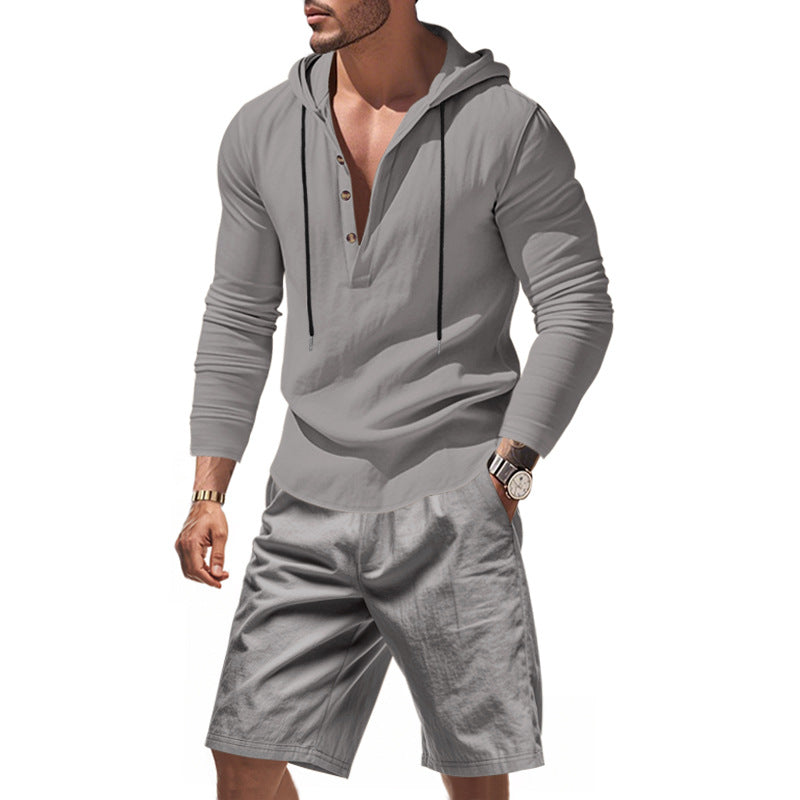 Herren lässiges Set mit Kapuze und Shorts R&B