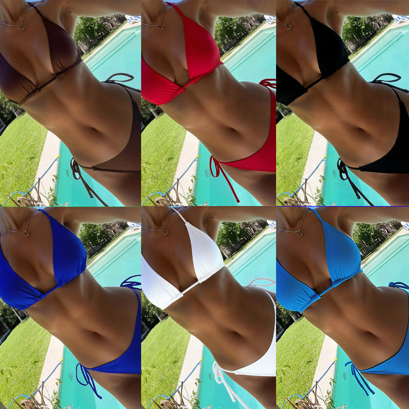Damen Triangel-Bikini mit verstellbaren Trägern und charmantem Knoten R&B