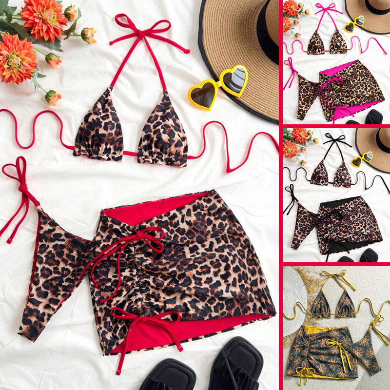 Damen Triangel-Bikini-Set mit rüschenfreien Details und Wickelrock R&B