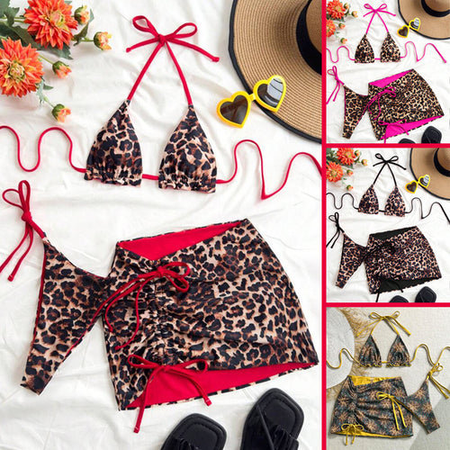 Damen Triangel-Bikini-Set mit rüschenfreien Details und Wickelrock R&B