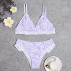 Damen Triangel-Bikini mit verspielten Rüschendetails und floralem Druck R&B