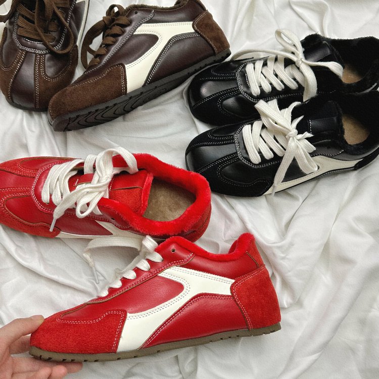 Damen Sneaker mit warmem Kunstfellfutter und rutschfester Sohle R&B