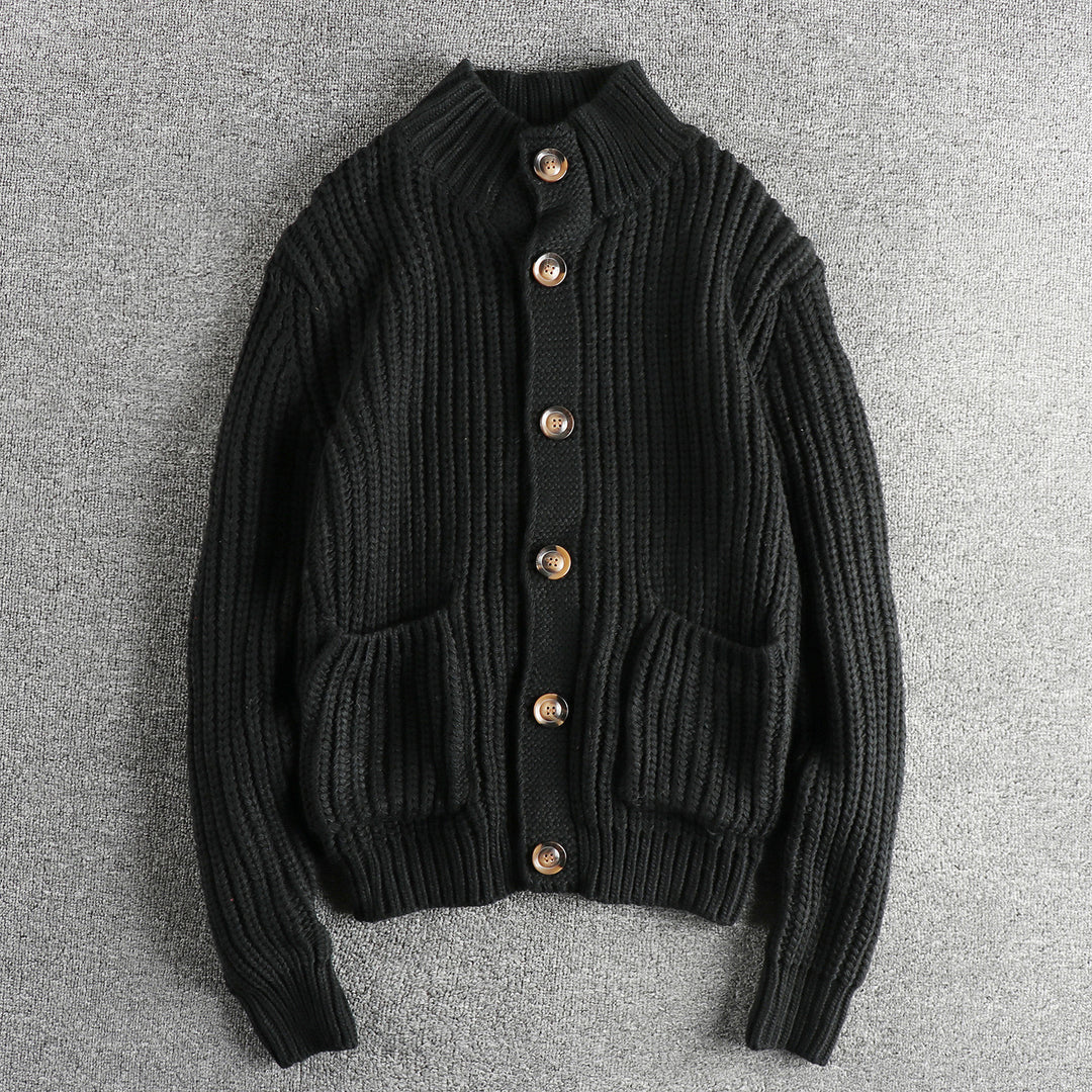 Damen Strickjacke mit großen Taschen und Knopfverschluss R&B