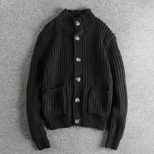 Damen Strickjacke mit großen Taschen und Knopfverschluss R&B
