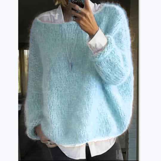 Damen Kuscheliger Oversized Pullover mit U-Boot-Ausschnitt R&B