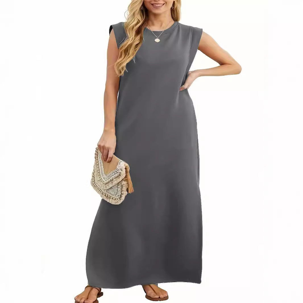 Damen Maxikleid mit schlichten Linien und modernen Schulterdetails R&B