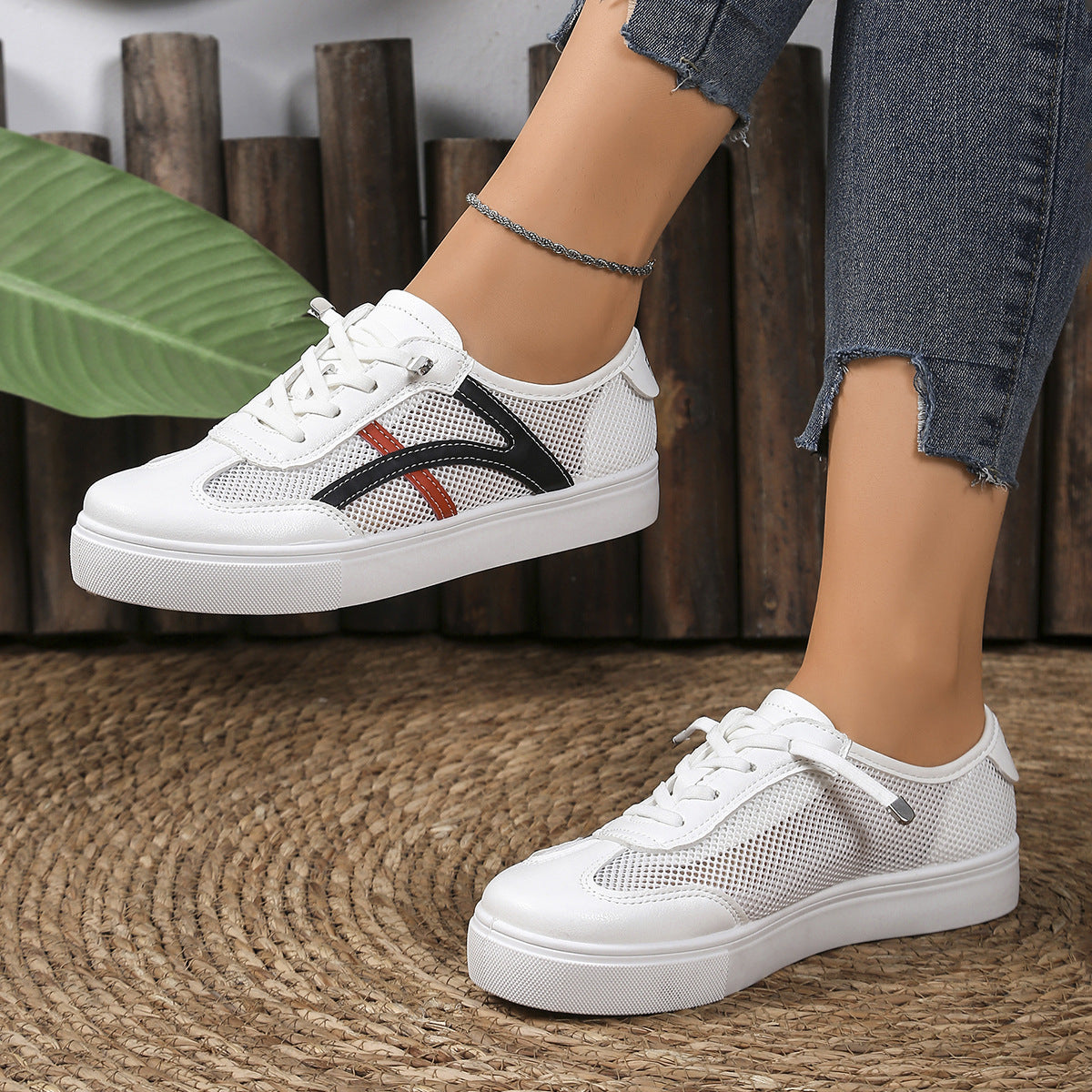 Damen Sportliche Sneakers mit atmungsaktivem Mesh-Obermaterial und flexiblem Fußbett R&B