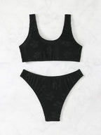 Damen Bikini-Set mit strukturiertem Oberteil und hoch geschnittenem Slip R&B