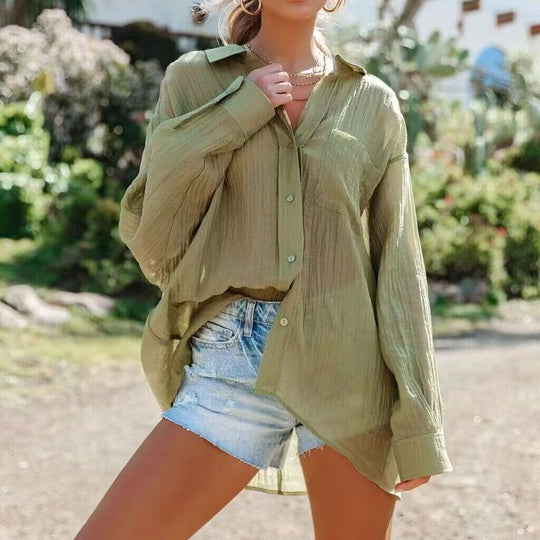 Damen lässige Bluse mit einem Schulterdesign und weitem Schnitt R&B