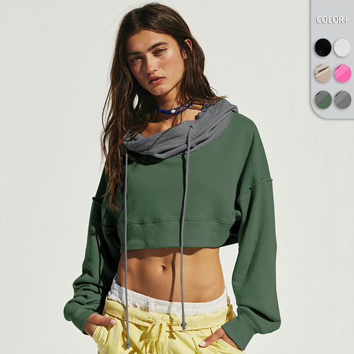 Damen cropped Sweatshirt mit lässigem Schnitt und Kängurutasche R&B