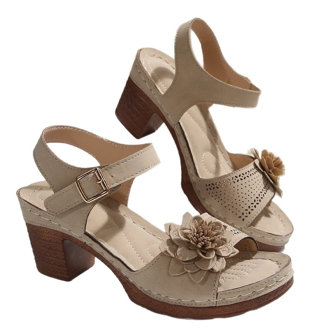 Damen Sandalen mit floralem Dekor und blockiertem Absatz R&B