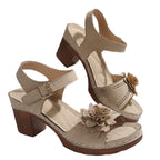 Damen Sandalen mit floralem Dekor und blockiertem Absatz R&B
