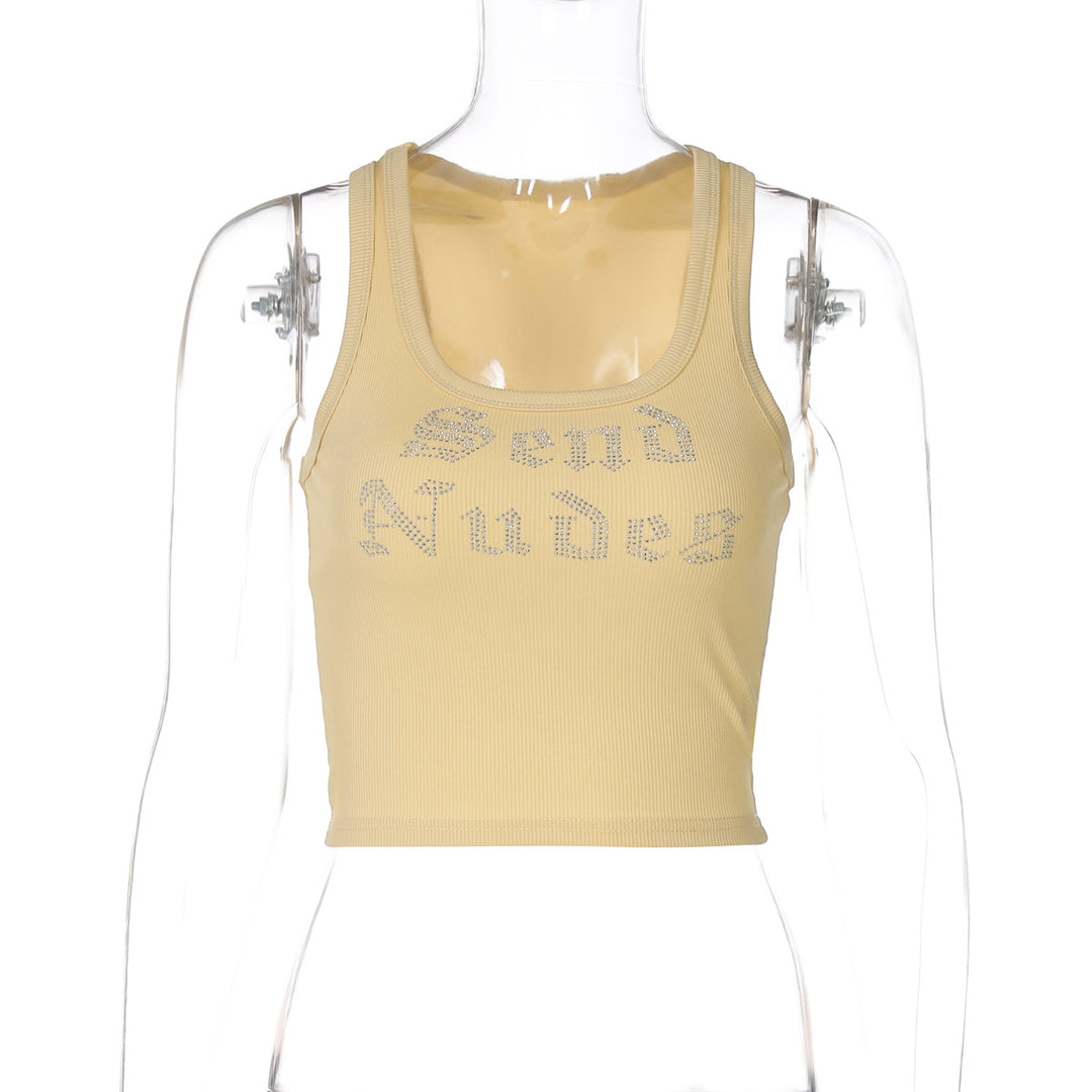 Damen Crop-Top mit funkelndem Schriftzug R&B