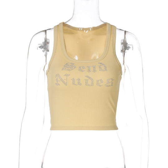 Damen Crop-Top mit funkelndem Schriftzug R&B
