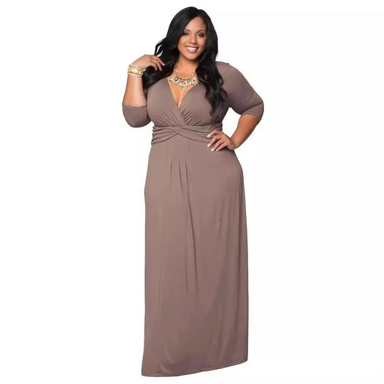Damen elegantes Maxikleid mit Wickeldetail R&B