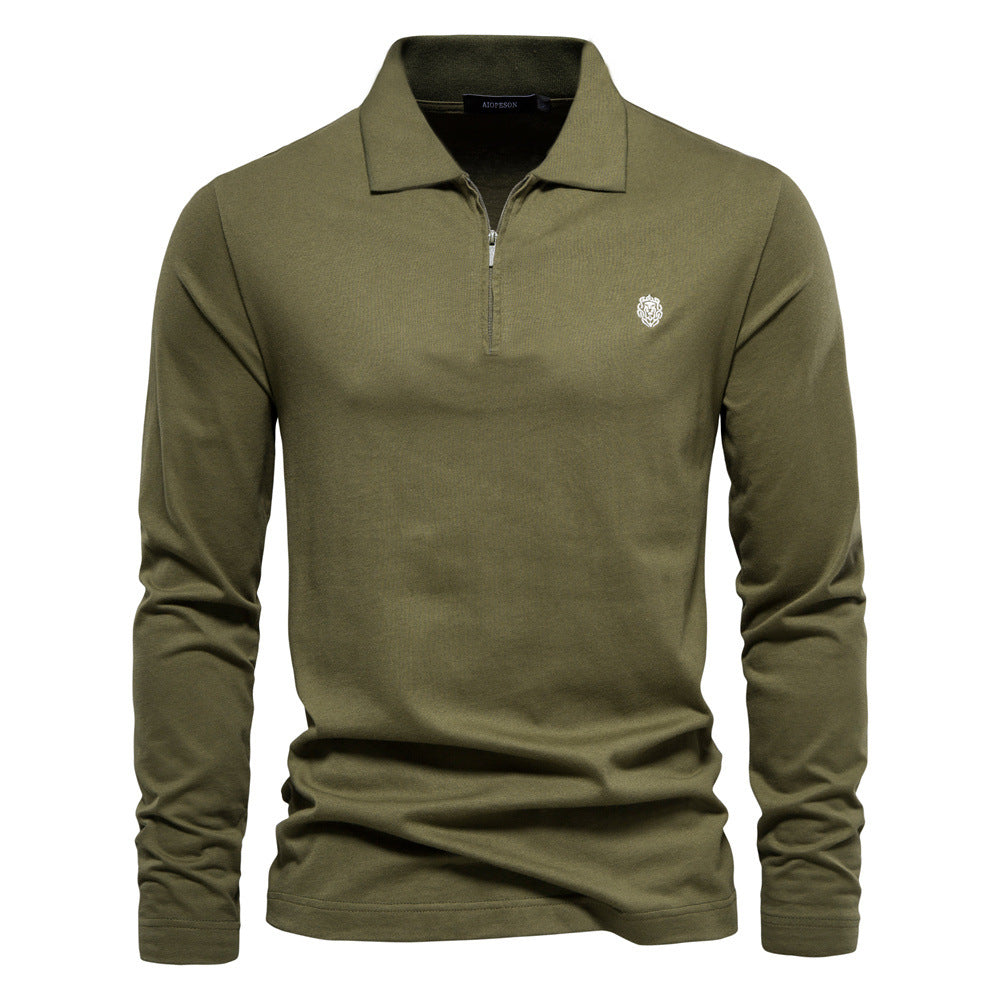 Herren Langärmliges Poloshirt mit modischem Reißverschluss und angenehmer Baumwollmischung