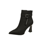 Damen Elegante Stiefeletten mit hohem Absatz und modischem Riemen R&B