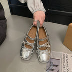 Damen Ballerina-Pumps mit dekorativen Riemchen und komfortablem Fußbett R&B