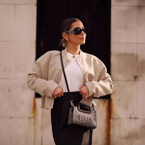 Damen modische Cropped-Jacke mit Knopfverschluss und elastischem Ausschnitt R&B