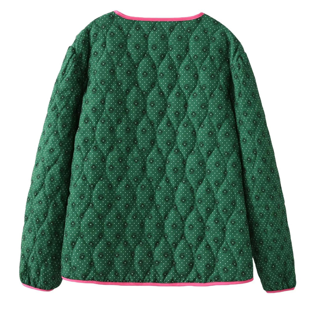 Damen gesteppte Freizeitjacke mit kontrastierenden Paspeln und eleganter Knopfleiste R&B