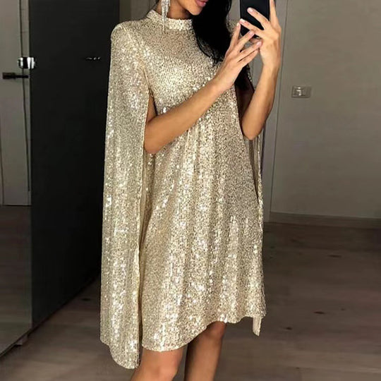 Damen elegantes glitzerndes Abendkleid mit weitem Schnitt und schimmerndem Look R&B