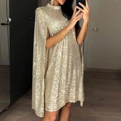 Damen elegantes glitzerndes Abendkleid mit weitem Schnitt und schimmerndem Look R&B