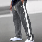 Herren nan gesteppte Freizeithose mit durchgehender Druckknopfleiste und Kontraststreifen R&B
