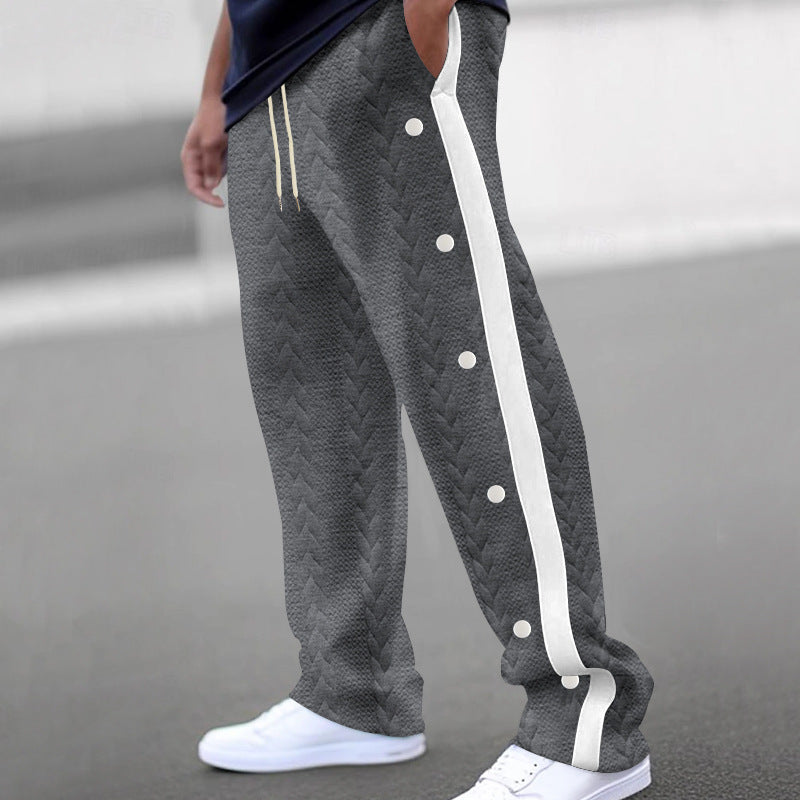 Herren nan gesteppte Freizeithose mit durchgehender Druckknopfleiste und Kontraststreifen R&B