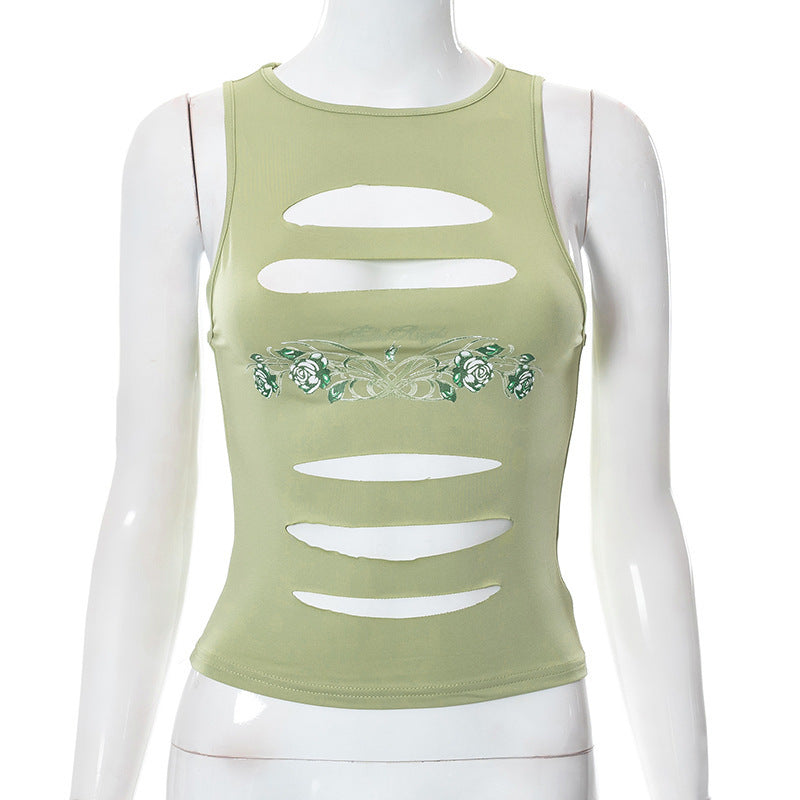 Damen trendiges Cut-out Crop Top R&B