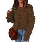 Damen Grobstrickpullover mit überschnittenen Schultern und elastischen Bündchen R&B
