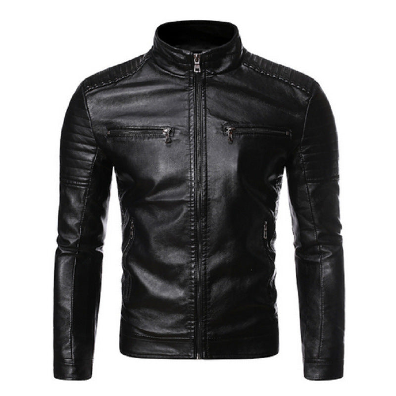 Herren Biker-Lederjacke mit Steppstruktur