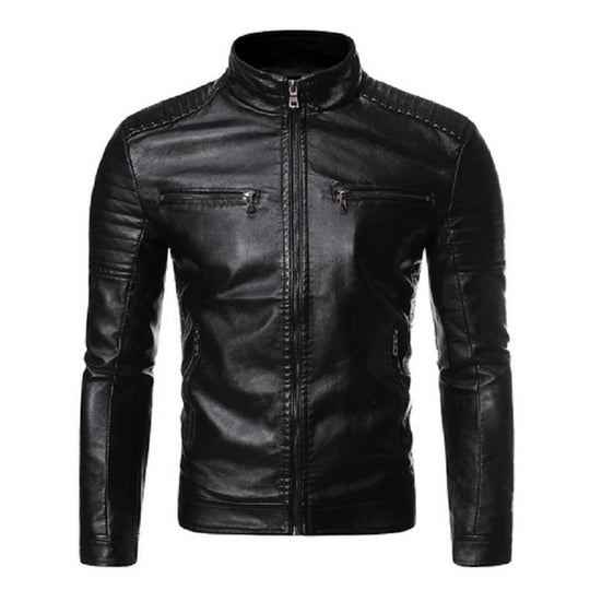 Herren Biker-Lederjacke mit Steppstruktur