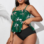 Damen Badeanzug mit schickem Flatterrock und floralem Design R&B