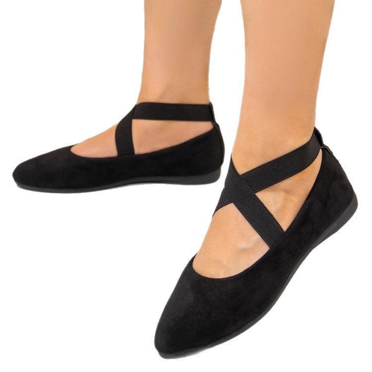 Damen Ballerinas mit elegantem Kreuzriemen-Design und bequemer Sohle R&B