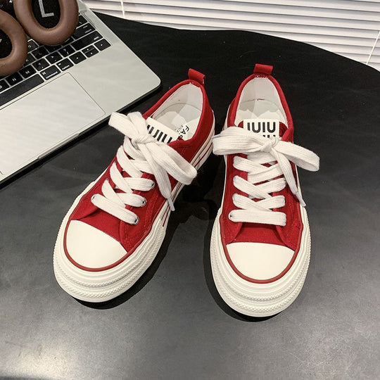Damen Canvas Sneakers mit kontrastierenden Details und bequemen Schnürsenkeln R&B