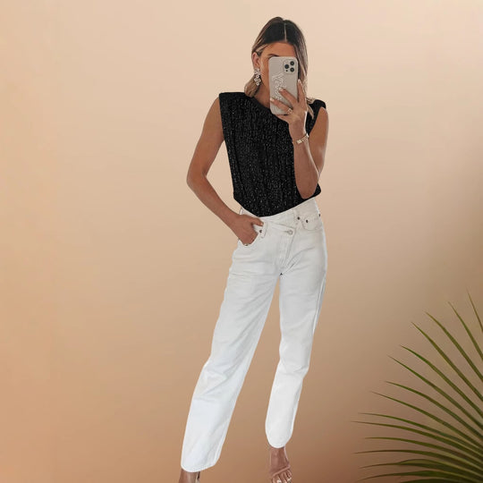 Damen Elegantes Crop-Top mit strukturiertem Design und weitgeschnittenem Schnitt R&B