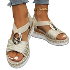 Damen Wedge-Sandalen mit modischem Riemchen-Design und dekorativem Schmuck-Detail R&B