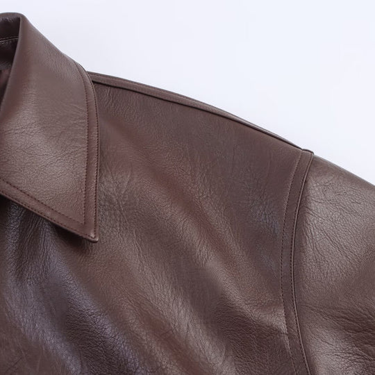 Damen modische Kunstlederjacke mit hohem Kragen und elastischer Taille R&B