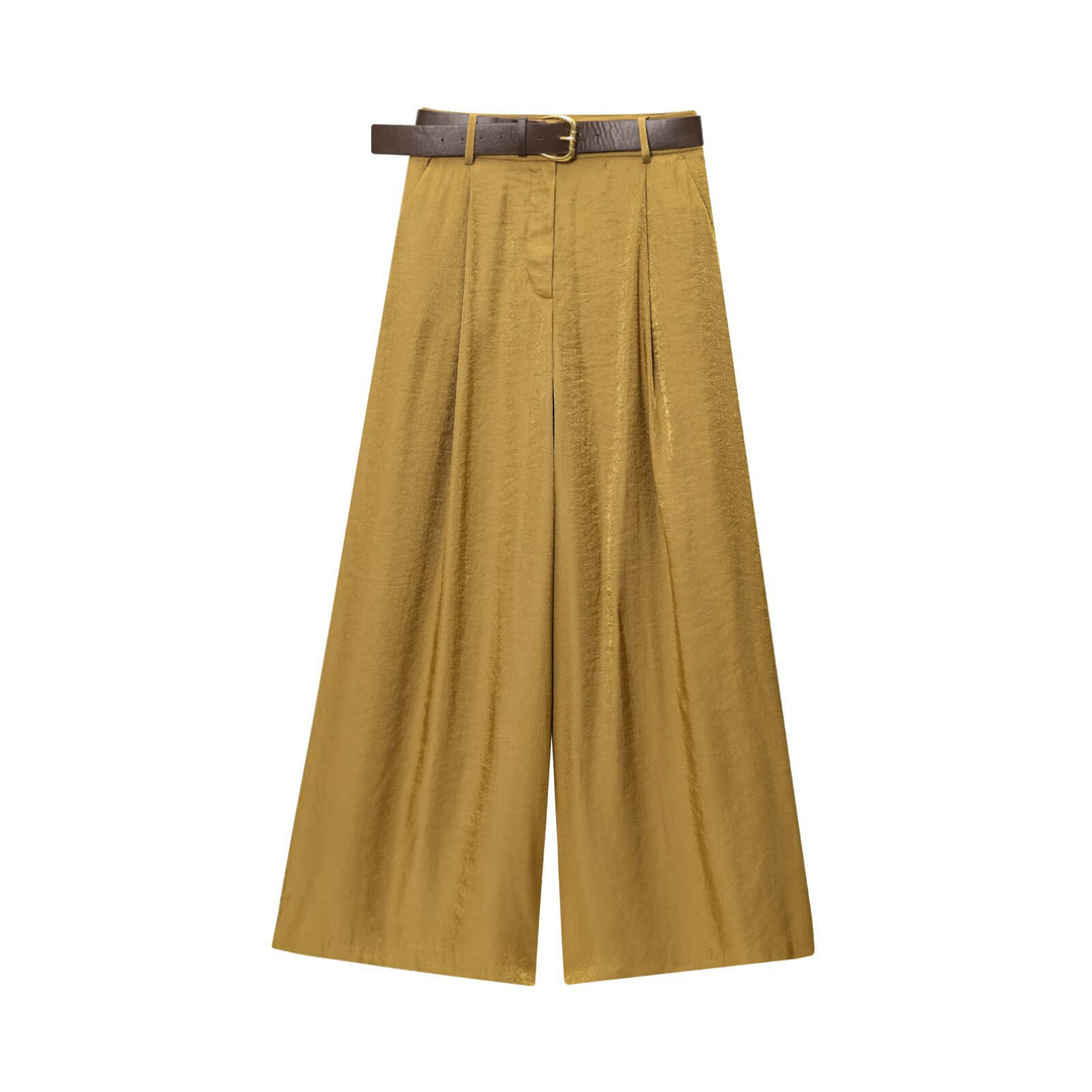 Damen weite Palazzo-Hose mit elegantem Gürtel und seitlichem Schlitz R&B