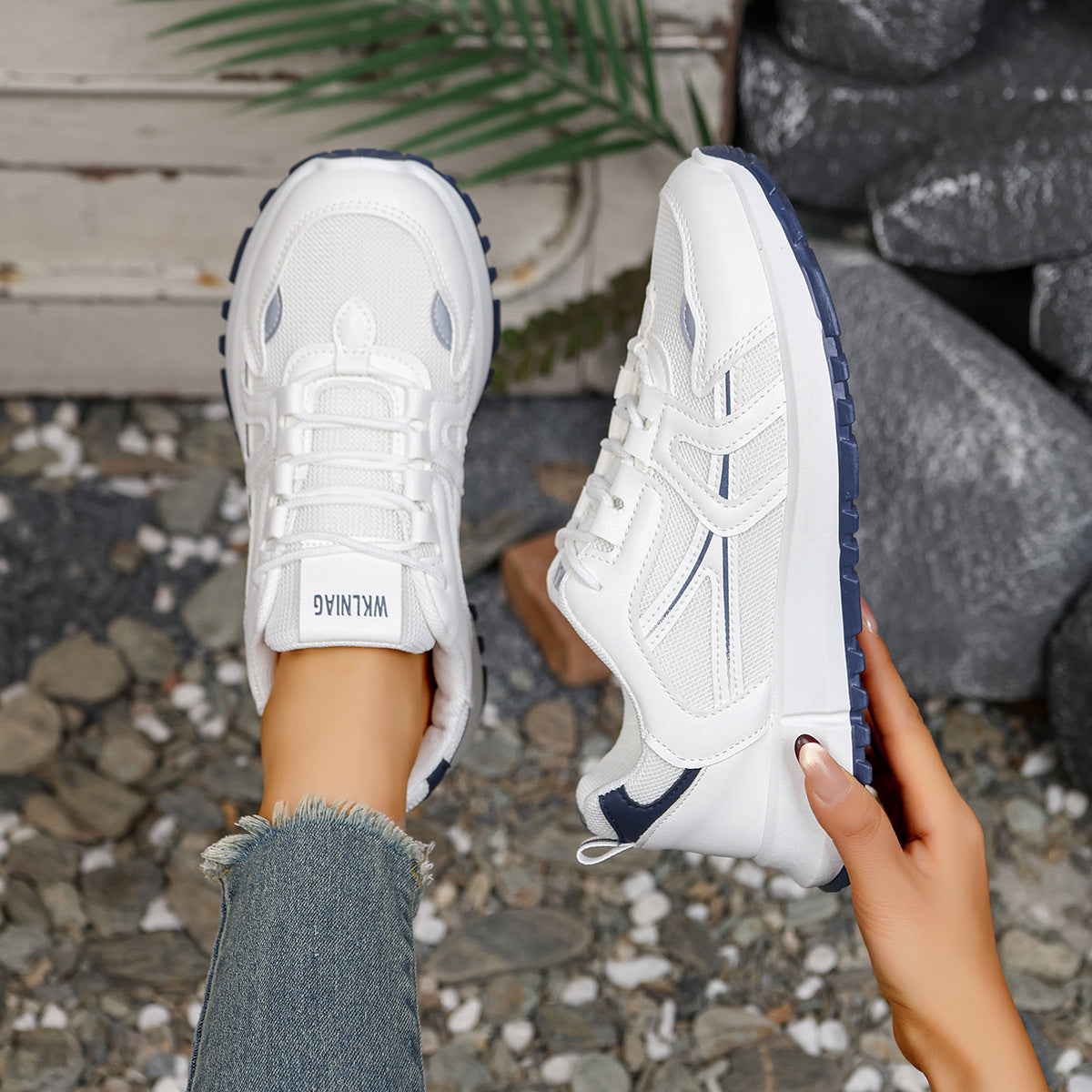 Damen Sportliche Sneakers mit atmungsaktiver Mesh-Oberfläche und dämpfender Sohle R&B