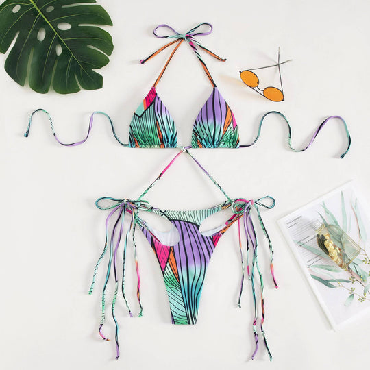 Damen Triangel-Bikini mit stylischen Bindebändern und einzigartigem Farbverlauf R&B