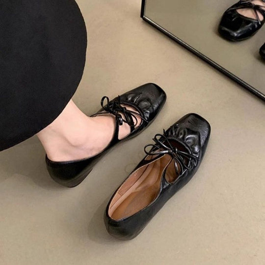Damen elegante Mules mit raffiniertem Schnür-Design R&B