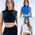Damen Sportliches Crop-Top mit höherem Kragen und figurbetonter Passform R&B