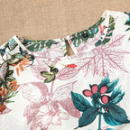 Damen Kurzarmbluse mit floralem Design und knotbarem Saum R&B