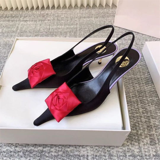 Damen elegante Slingback Pumps mit raffiniertem Blumendetail R&B