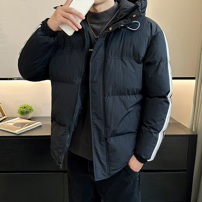 Herren modische und warme Steppjacke mit verstellbarer Kapuze R&B