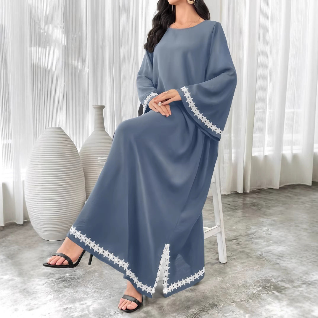 Damen Elegantes Maxikleid mit ausgestellten Ärmeln und feinen Spitzenakzenten R&B