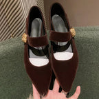 Damen modische Ballerinas mit elegantem Riemchen und luxuriöser Schnalle R&B