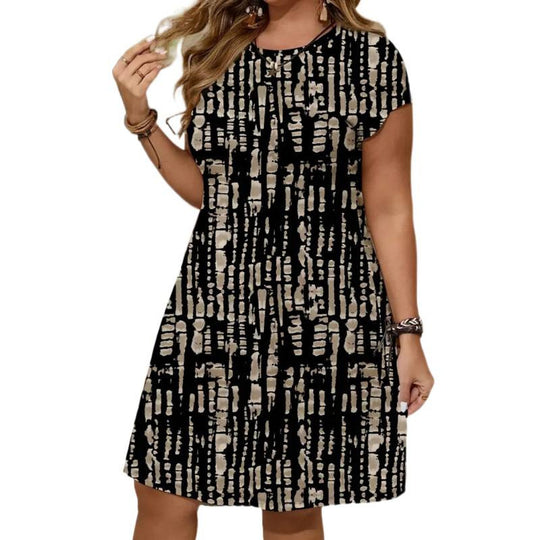 Damen lässiges Freizeitkleid mit modernem Mustermix R&B